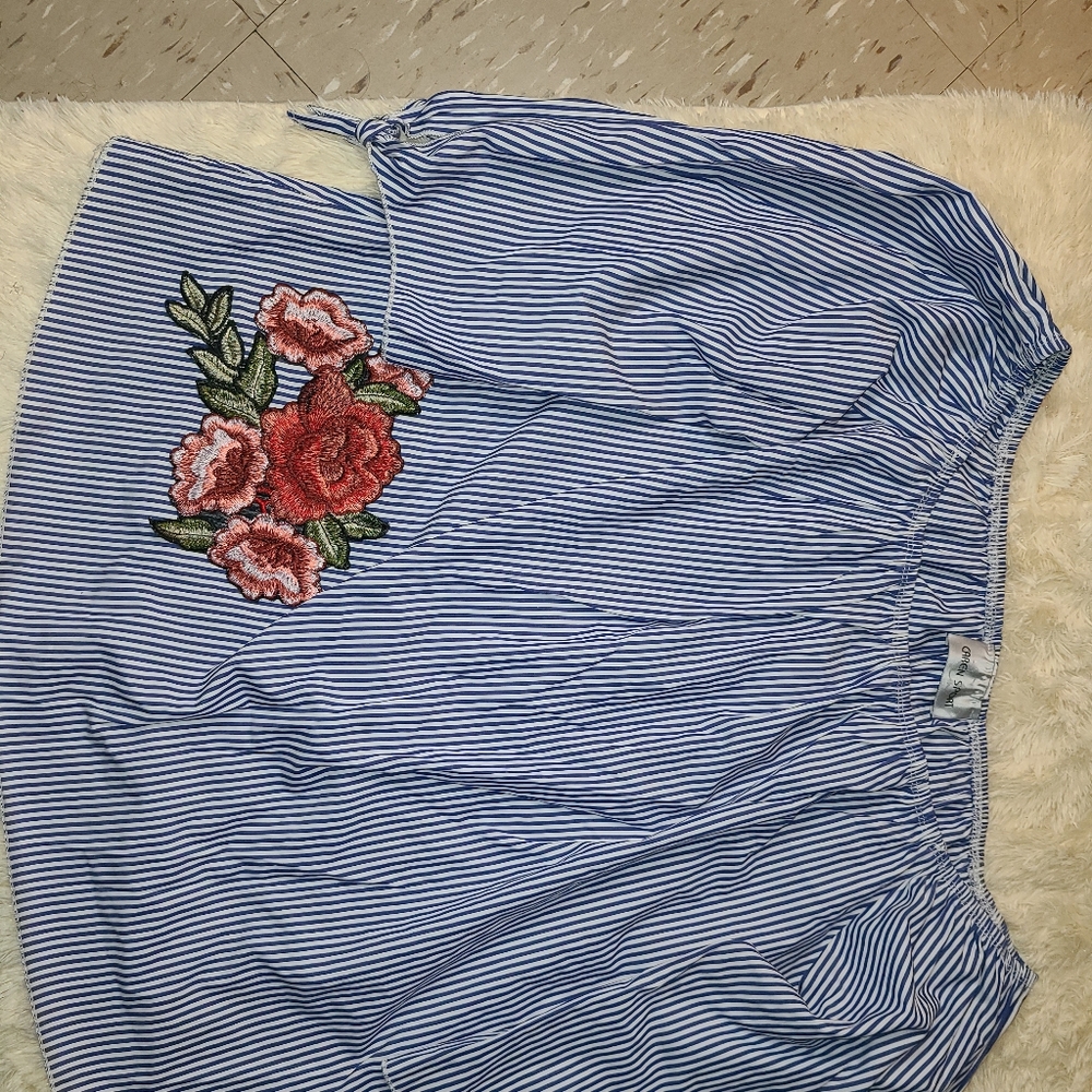 Embroidered Striped Top